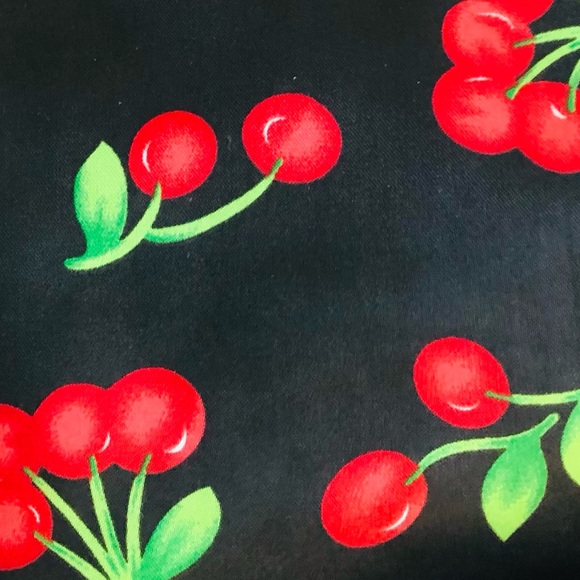 Large Rolling Shopping Tote Bag on Wheels Cherry Theme - Picture 2 of 14